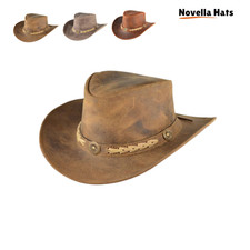 Genuine Leather Crushable Cowboy Hat Western Outback Style – Men Women Handmade