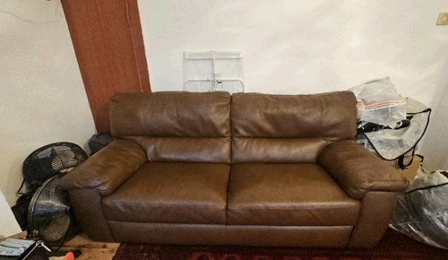 Brown leather seater sofa - brown,