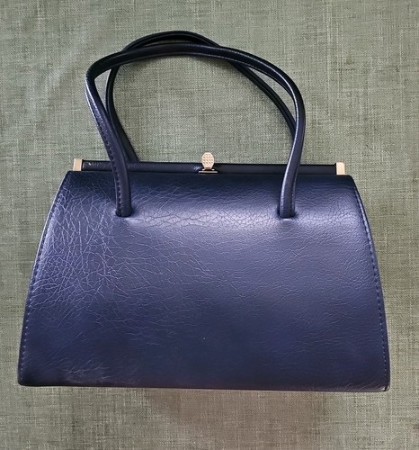 1960s navy blue faux leather - 1960s,