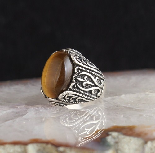 Tiger eye silver - , ring