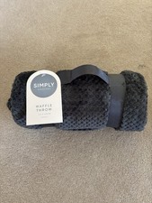 Dark Grey Fleece Waffle Throw