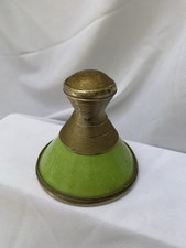 Moroccan Tagine Lid – Lime Green Enamel with Brass Trim