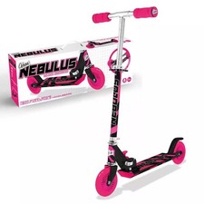 Nebulus 2 Wheel Girls Push Scooter Pink & Black Chrome Finish Outdoor Game Toy
