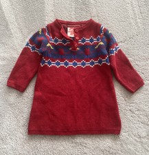 Tootsa MacGinty Long Sleeve Red Tunic Dress 6-12 Months Wool Cashmere Blend