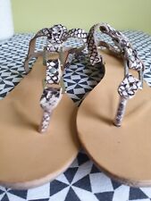 Ladies Next Flat Toe Post Sandals Mock Croc Italian Leather Upper Size 5 