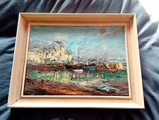 BRIXHAM HARBOUR?  Devon -  Rare Palette Knife Study Oil Painting  by Terry Burke