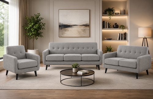 Light grey fabric sofas 3 - grey,