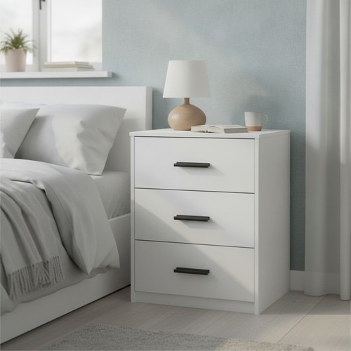 White wooden bedroom chest - white,