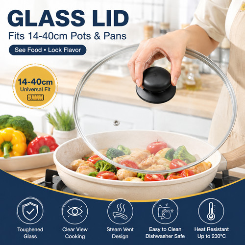 Tempered glass pan lid vented - glass,