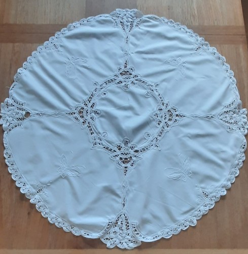 Vintage round linen white - vintage,