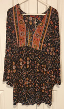 TIGERLILY Zareen Mini Dress Indigo Blue Floral Long Flare Sleeve Size 10 *BNWT*