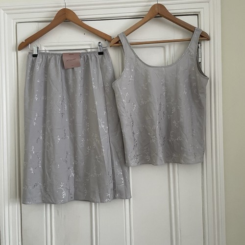 Silver jacquard satin slip - jacquard,