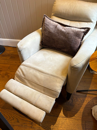 Beige upholstered recliner - beige,