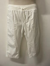 MARKS & SPENCER Ladies White Elasticated Cropped Trousers Sizes 6-20 Short & Reg