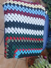 Unbranded Handmade Knitted Throw Size 68"×66". Multicolored Acrylic. Used...