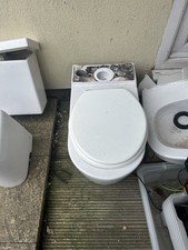 Bathroom Suite white Freestanding Bath Sink & Toilet