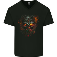 An Evil Fire Skull From the Future Mens V-Neck Cotton T-Shirt