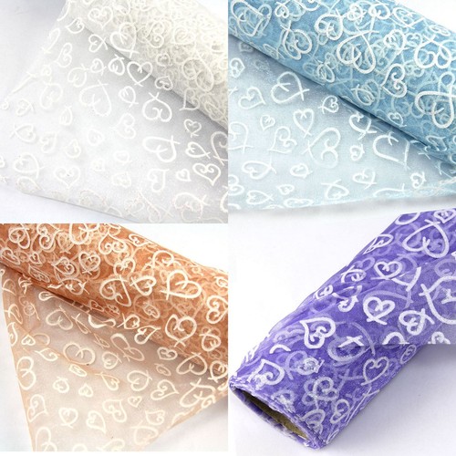 Heart print glitter organza - print,