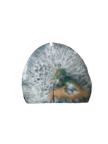 Agate geode blue bookends pair - agate,