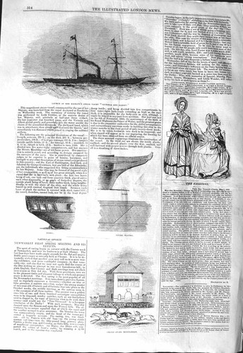 Old antique print 1843 - print, launch