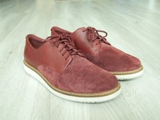 Clarks Glick Ladies Laced Oxford Shoes Burgundy Suede Size 7D / 41
