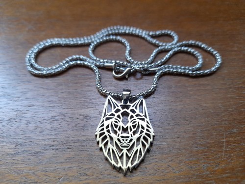 Geometric wolf pendant - wolf,