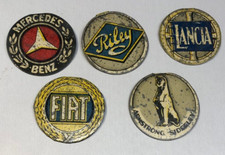 MAGNET - 5 METAL MOTOR CAR BADGES FIAT LANCIA RILEY MERCEDES ARMSTRONG SIDDELEY