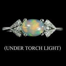 Silver Ring Opal Genuine