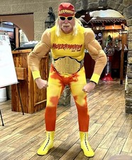 Hulk Hogan Halloween Costume Morph Adult Plus Size WWE Wig Mustache Glasses Band