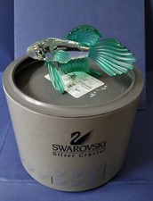 SWAROVSKI CRYSTAL/GREEN  SIAMESE FIGHTING FISH/MIB COA/261259, RARE, RETIRED 