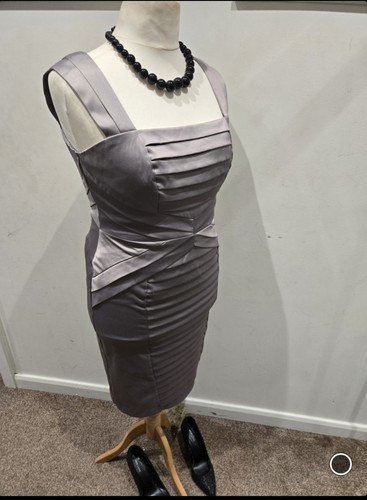 Grey pleated satin shift - m&s,