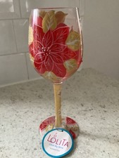 Lolita Poinsettia Christmas wine glass