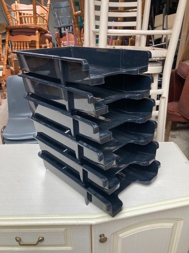 Black plastic filing trays - black,
