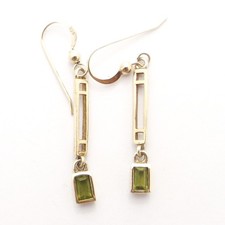 DROP EARRINGS sterling silver simple design with oblong stones by Kit Heath