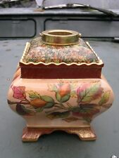 VICTORIAN 1885 SQUARE CHINA BASE FOR SHORT DUPLEX KEROSENE OIL 'SHELF' LAMP
