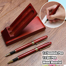 2Pcs Wooden Fountain Pen + Gel