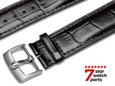 For OMEGA Watch BLACK Leather Strap Band Buckle Clasp Pins 16-24mm