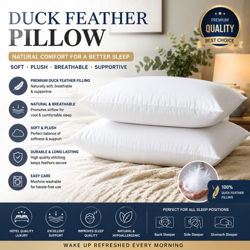 Duck feather pillows - duck, pair