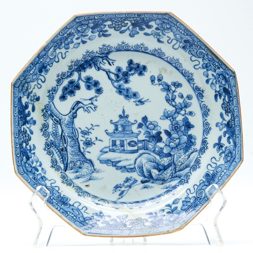 Chinese plate octagonal blue - chinese,