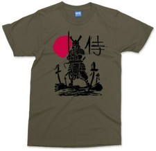 Samurai Paint Sketch Art T-shirt Gift Japan Sun Warrior Swordsman Japanese Tee