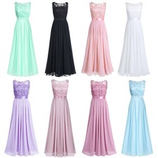 Womens Floral Lace Chiffon Bridesmaid Long Dress Evening Wedding Party Maxi Gown