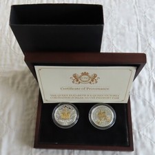 2013 GUERNSEY & JERSEY CORONATION ANNIVERSARY 2X PIEDFORT £5 SILVER PROOF CROWNS
