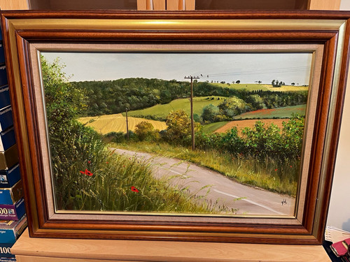 Framed landscape oil - framed, painting