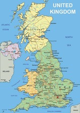 United Kingdom UK Map Northern Ireland Map Wall Poster Print Optional Laminated