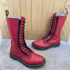 Dr Martens Doc 9733 Zip Patent 14 Hole High Red Boots Size UK UK 5 EU 38
