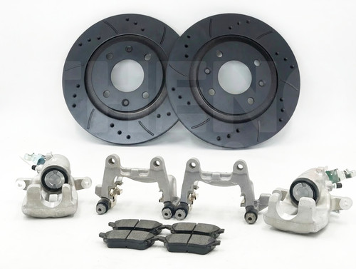 Rear drilled grooved brake - drilled,