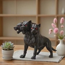 Gothic Three Head Dog Statue