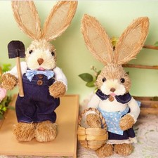 35cm Easter Straw Rabbit Woven
