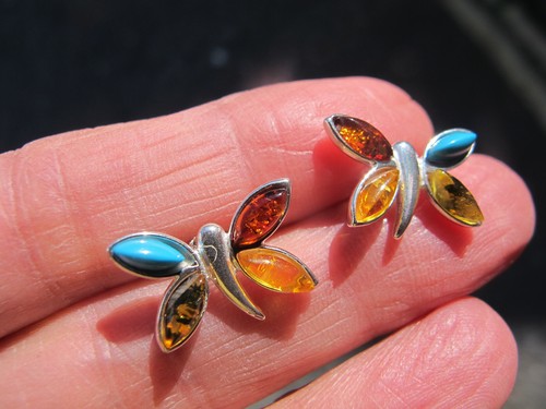 Amber earrings sterling solid - sterling,