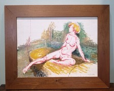 Original Franklin White Nude Study Painting Dated 1966 Oil On Board Framed